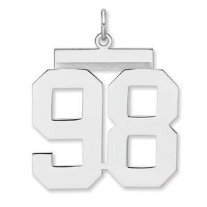 Sterling Silver, Athletic Collection, XL Polished Number 98 Pendant
